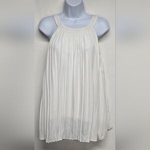 Annabelle 2X Accordion Pleated Top White Sleeveless Peasant Boho New
